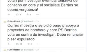 Senador Rossi pide por Twitter la renuncia del Consejero Berríos al Partido Socialista